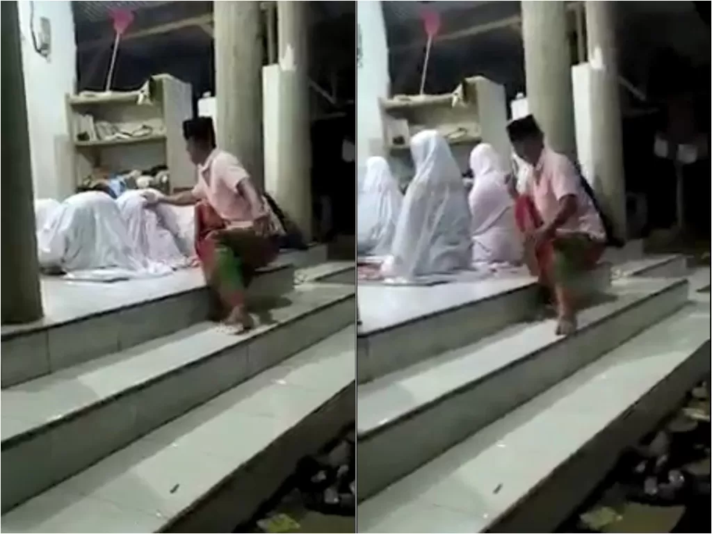 Pria pegang area sensitif wanita saat salat tarawih di masjid (Facebook/Siti Wulan Dari)