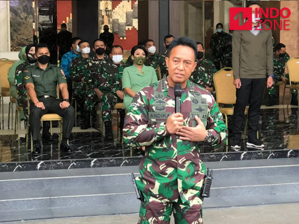 Kepala Staf Angkatan Darat (KSAD) Jenderal Jenderal TNI Andika Perkasa di Mabes TNI AD. (INDOZONE/Samsudhuha Wildansyah)