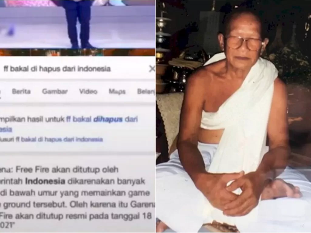 Kiri: Cuplikan video postingan sebut FF di tutup pemerintah. (photo/Instagram/@minang.kocak) / Kanan: Biksu di Thailand ini memenggal kepalanya sendiri (ViralPress)