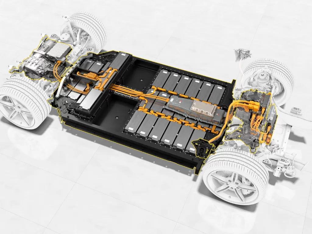Tampilan rangka sel baterai pada produk Porsche. (photo/Dok. Carscoops)