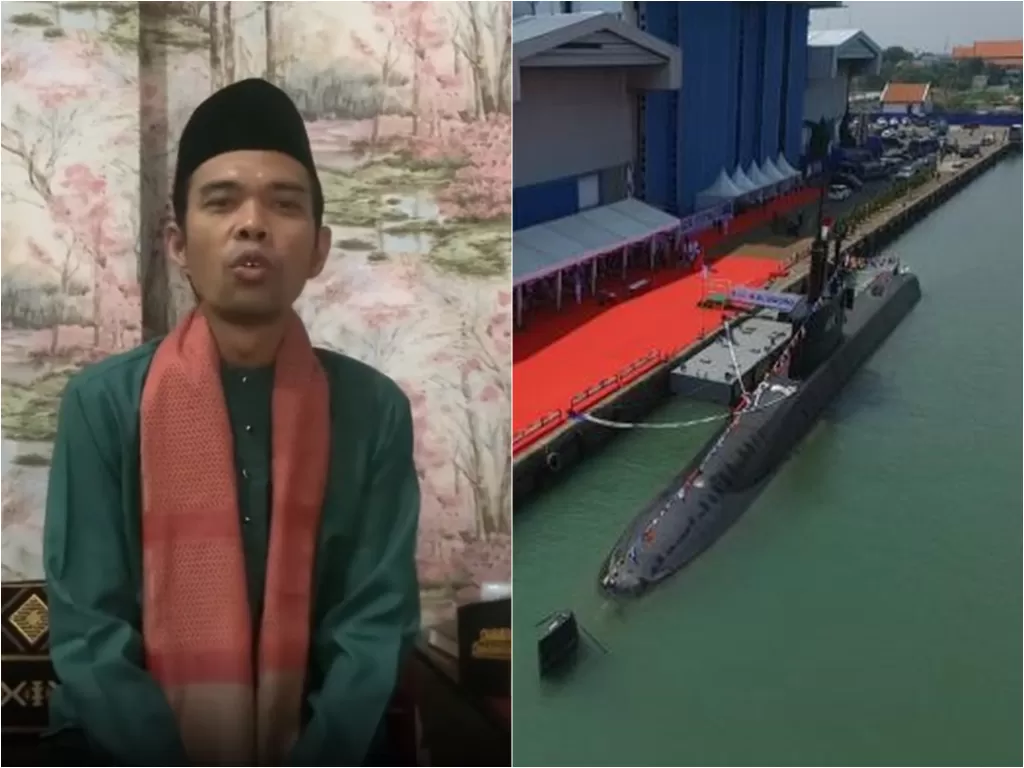  Kanan: UAS. (photo/Instagram/@ustadzabdulsomad_official). Kiri: Kanan: Ilustrasi kapal selam. (photo/dok.PT PAL Indonesia)