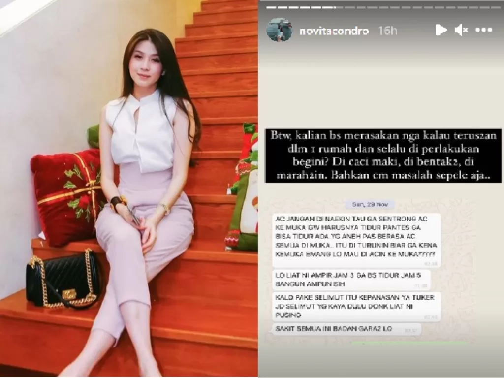 Novita Chondro, Istri Kapten Vincent Singgung Istilah Gaslighting dan Ungkap Chat Kasar Sang Suami di Instagramnya. (Instagram/@novitachondro).