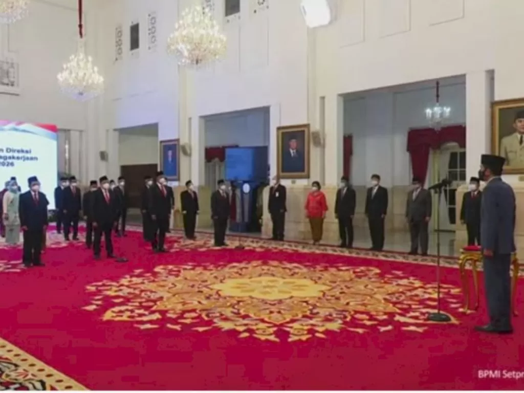 Ilustrasi Pelantikan di Istana Negara. (Foto: Tangkapan Layar Youtube Sekretariat Presiden)