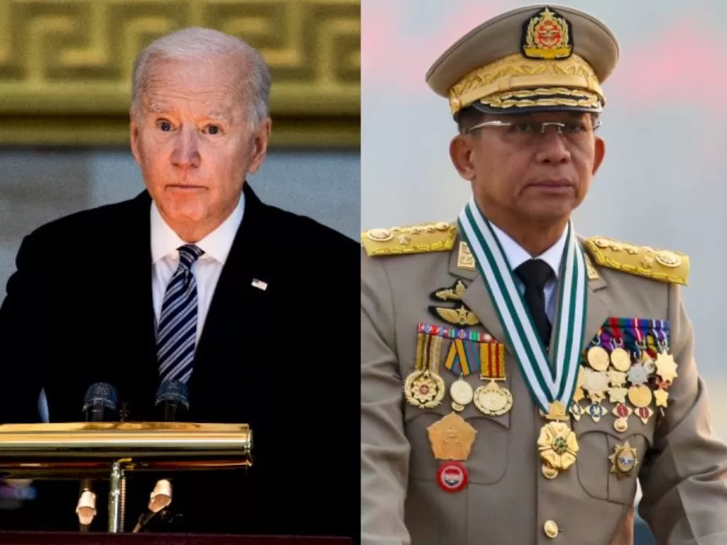 Kiri: Presiden AS Joe Biden. (Tom Williams/Pool via REUTERS), kanan: Kepala junta Myanmar Jenderal Senior Min Aung Hlaing, (REUTERS/STRINGER)