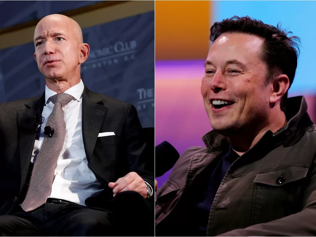 Elon Musk (kanan), Jeff Bezos (kiri) (REUTERS/Joshua Roberts/Mike Blake)