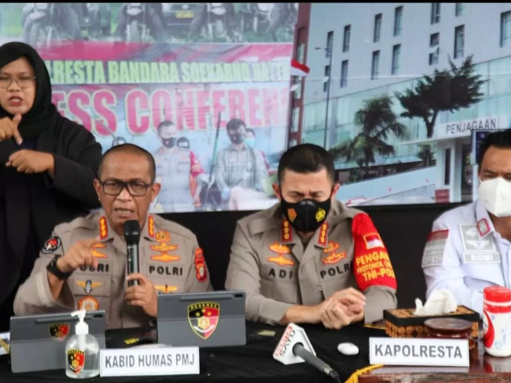 Konferensi pers kasus mafia karantina di Bandara Soekarno-Hatta. (Dok Polres Bandara Soetta)