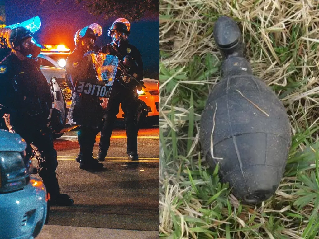 Kiri: Ilustrasi polisi. (Photo/Ilustrasi/Unsplash) Kanan: Granat yang ditemukan. (Photo/CNN)