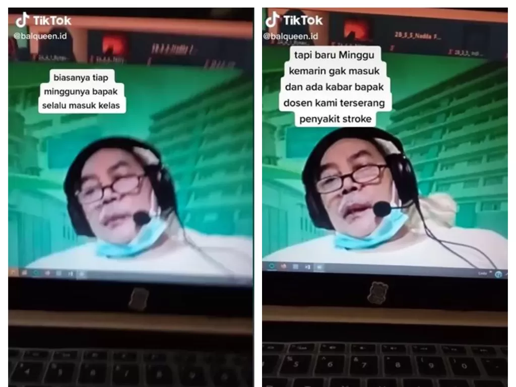 Viral video dosen semangat mengajar saat sedang stroke. (TikTok/@balqueen.id)