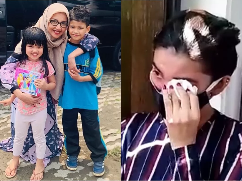 Kiri: Tsania Marwa dan anak-anaknya. (Instagram/@tsaniamarwa54) / Kanan: Tsania jemput anak. (YouTube/KH INFOTAINMENT)