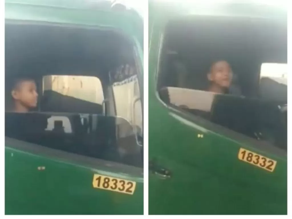 Viral bocah 12 tahun kendarai truk tronton. (Instagram/@cetul.22)