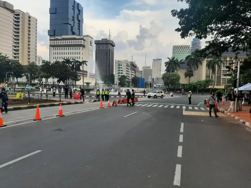 Massa aksi sudah bubar di Patung Kuda, Jakarta Pusat (INDOZONE/Harits Tryan Akmad)