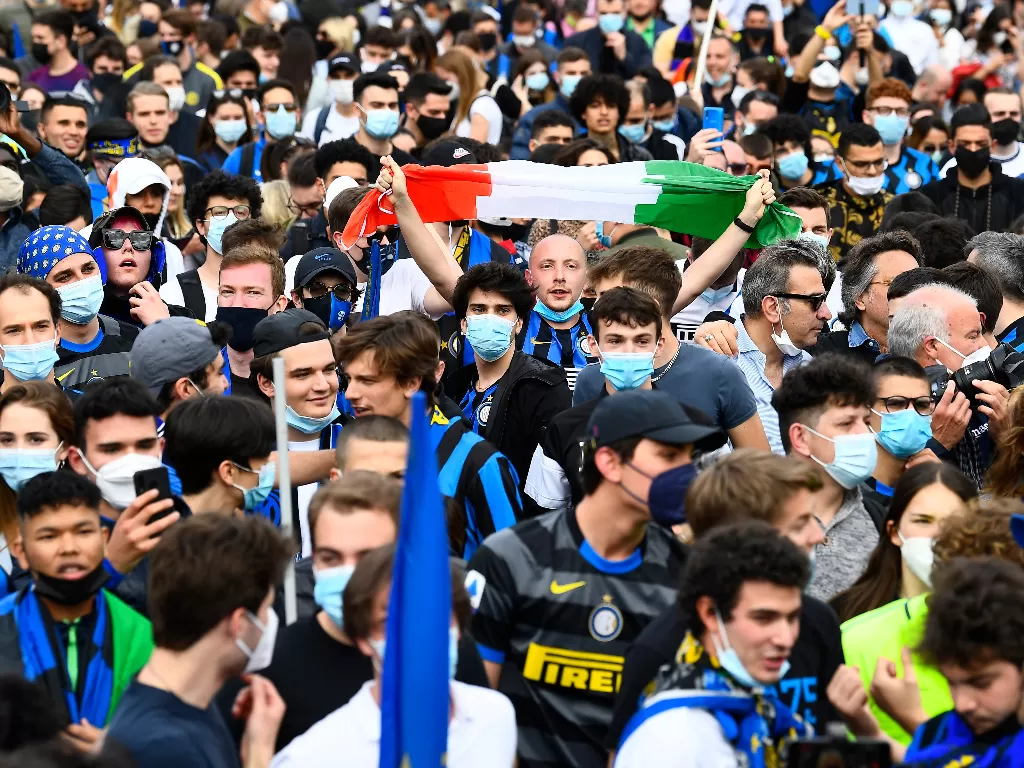 Perayaan scudetto Inter Milan (REUTERS/Flavio Lo Scalzo)