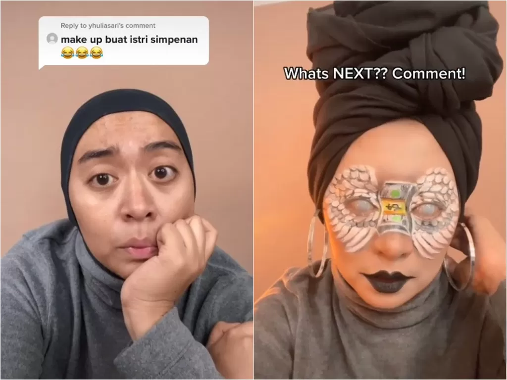 Wanita bagikan tutorial makeup istri simpanan (TikTok/ inivindy)