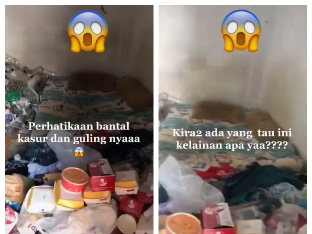 Viral penghuni kost tidur bersama tumpukan sampahnya. (TikTok/@ongdhef77)