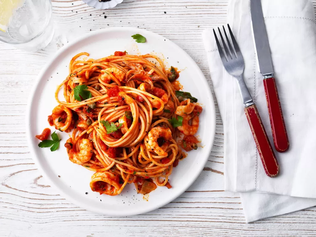 Seafood Spaghetti Marinara (Tesco)