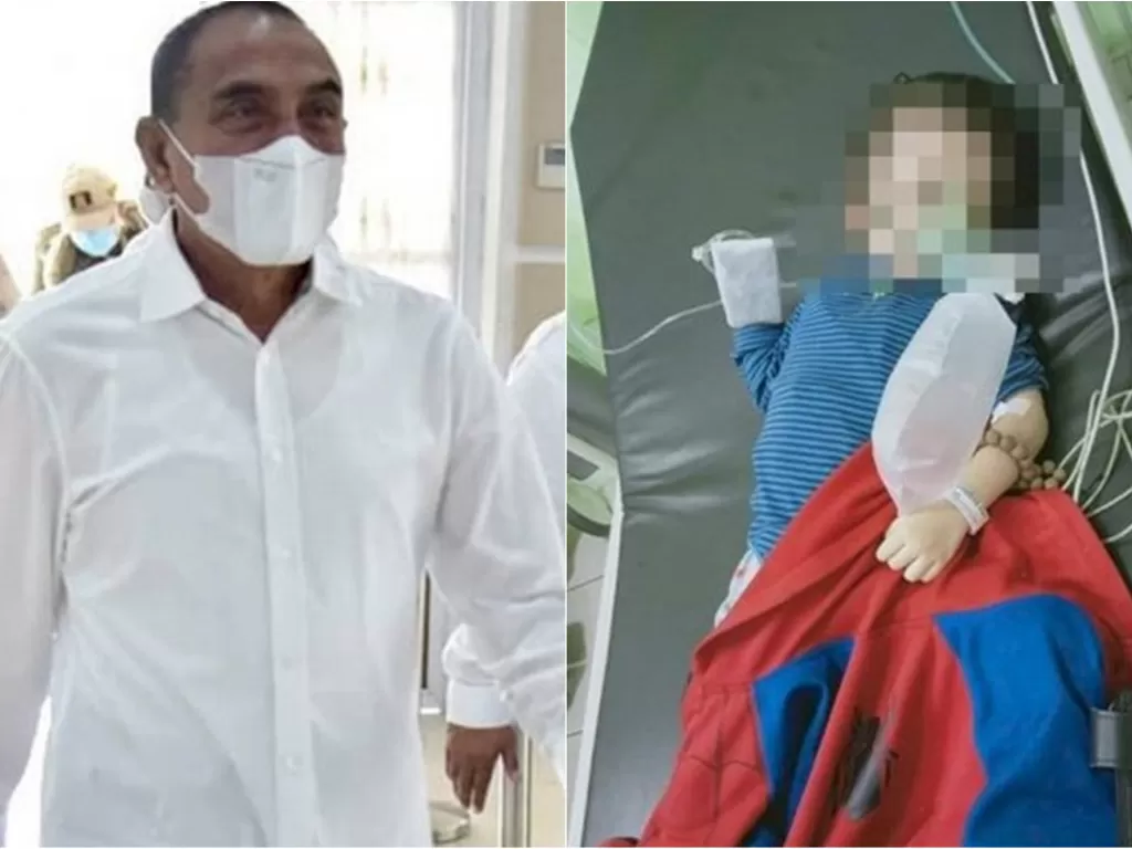 Kiri: Gubernur Sumut Edy Rahmayadi (Instagram) / Kanan: Anak yang dibunuh ibunya. (Istimewa)