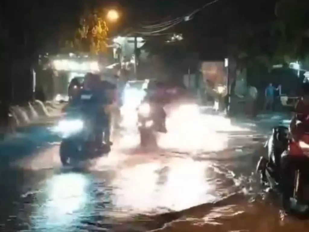 Banjir di Cibinong. (Tangkapan layar)