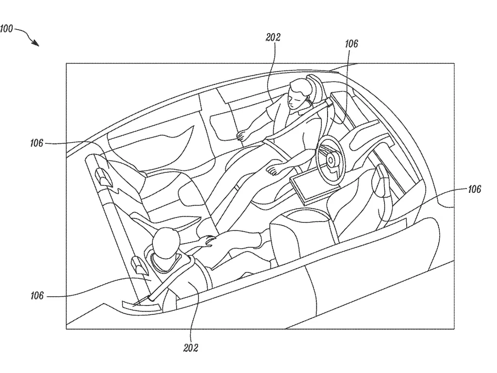 Tampilan paten interior mobil yang didaftarkan oleh Tesla (photo/Twitter/@TaylorOgan)