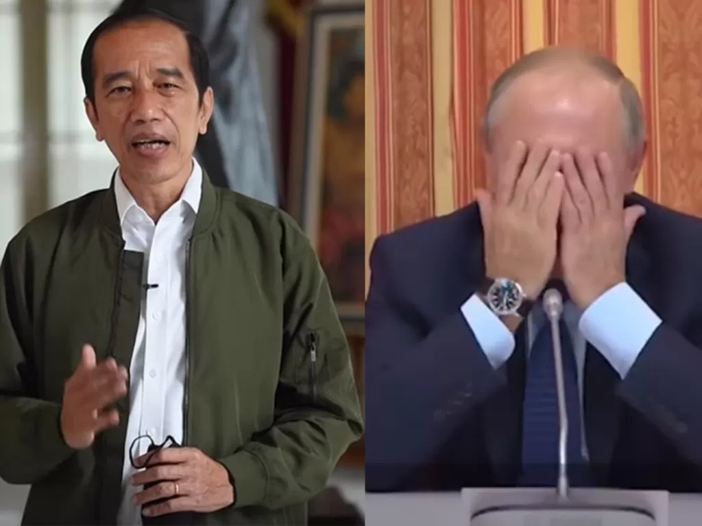 Presiden Jokowi saat promosi bipang Ambawang, dan Valdimir Putin tertawakan Menterinya. (Youtube)