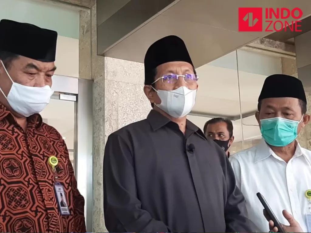Preskon Imam Besar Masjid Istiqlal Nasaruddin Umar soal pembatasan Salat Id di Masjid Istiqlal. (INDOZONE/Sarah Hutagaol)