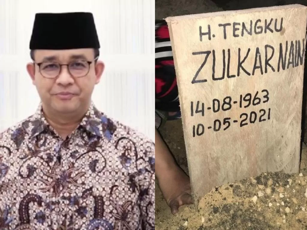 Kolase foto Anies Baswedan dan makam Ustaz Tengku Zulkarnain (Instagram)