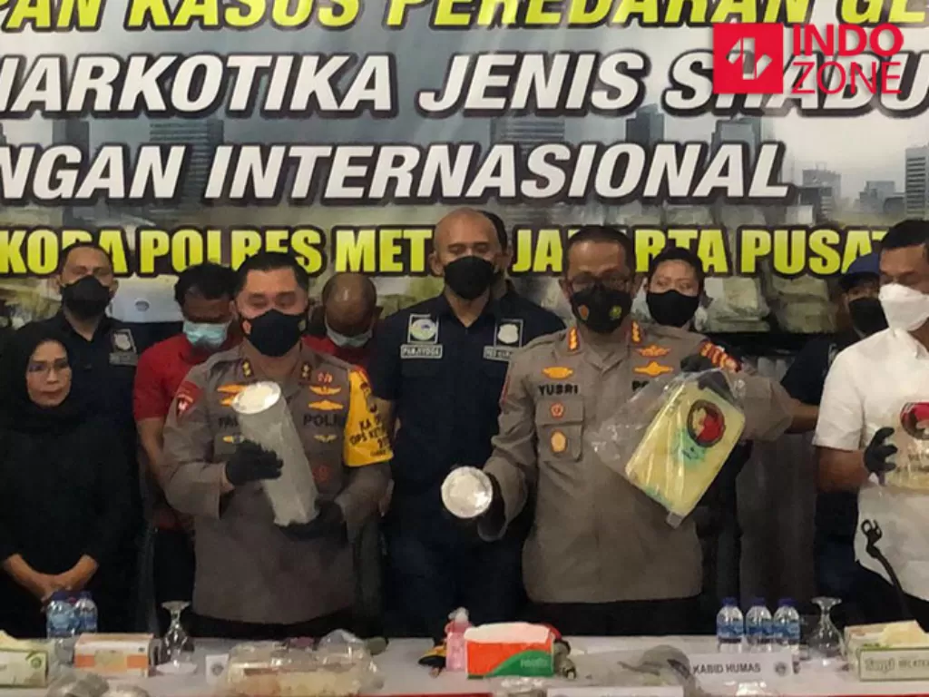 Konferensi pers Polres Jakpus kasus 310 kg sabu di Hotel N1, Petamburan, Jakpus. (INDOZONE/Samsudhuha Wildansyah).