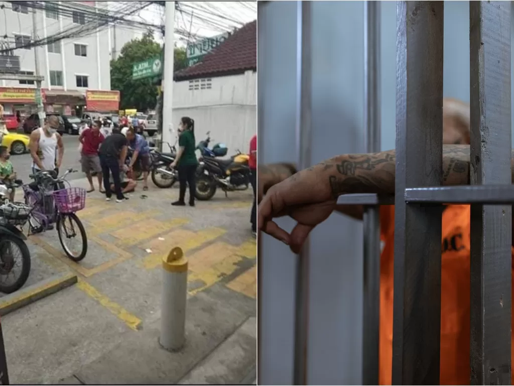 Kiri: Pencuri miskin dipukuli warga (China Press) / Kanan: Ilustrasi masuk penjara (Pexels)