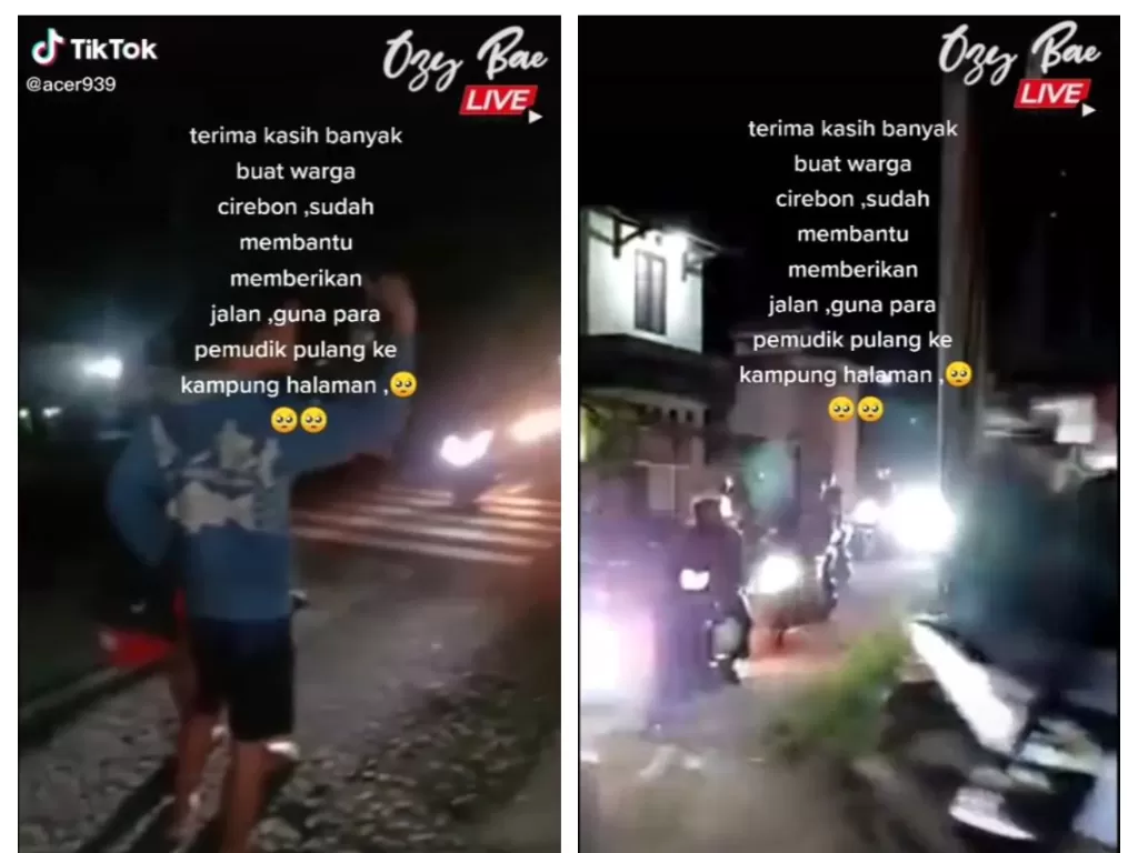 Viral warga Cirebon bantu pemudik lewat jalan alternatif ke kampung halaman. (TikTok/@acer939)