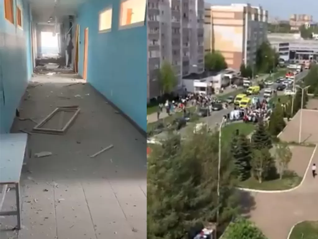 Aksi penembakan di sebuah sekolah Kazan, Republik Tatarstan, Rusia, Selasa (11/5/2021)
