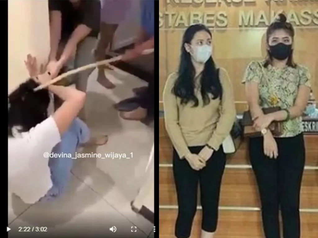 Dua wanita pelaku pengeropyokan yang viral beberapa waktu lalu ternyata sebgram asal Makassar. (Istimewa)