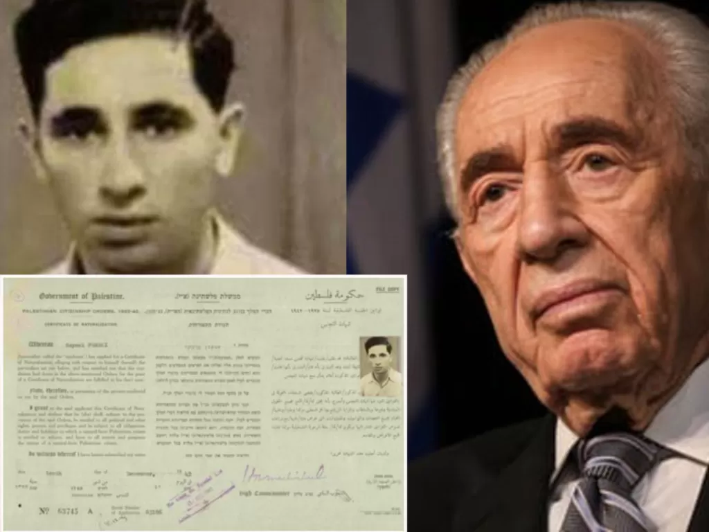 Dokumen milik mantan Perdana Menteri Israel Simon Peres pernah mengajukan jadi warga Palestina. (Istimewa)