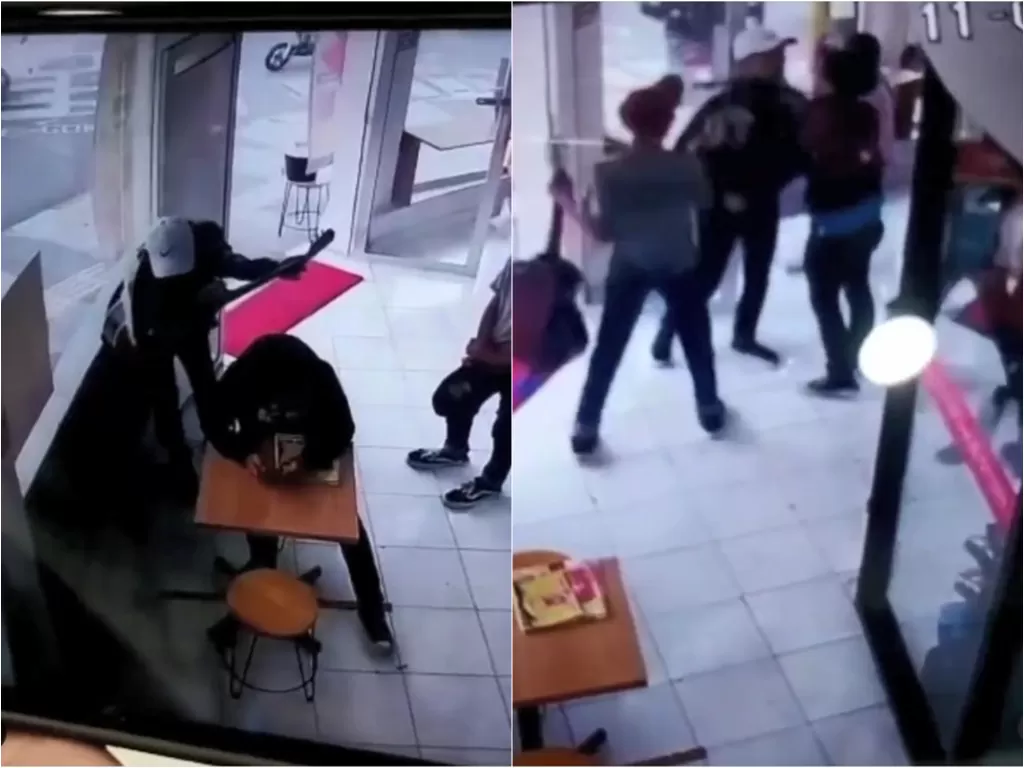 Pengamen peras dengan kekerasan pengunjung pria di salah restoran cepat saji di Bandung (Instagram/infojawabarat)