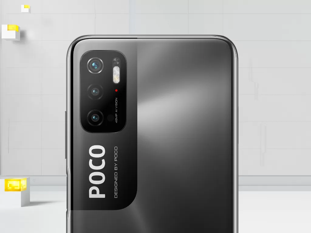 Tampilan belakang dari smartphone POCO M3 Pro 5G (photo/Twitter/@POCOGlobal)