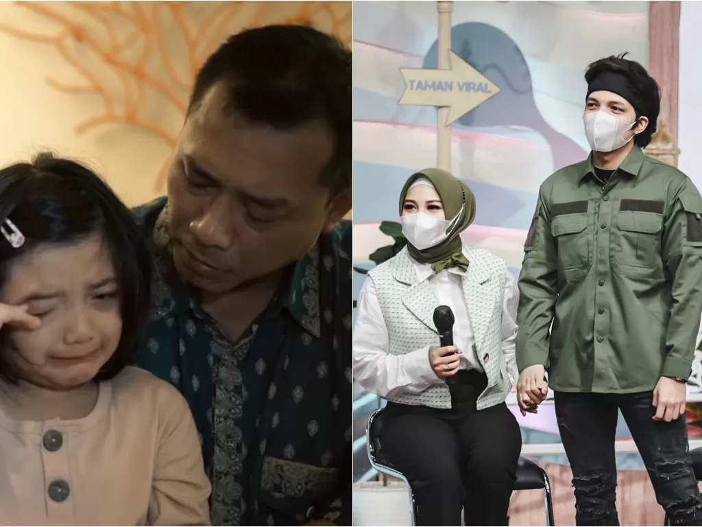 Kiri: Arsy nangis minta pulang ke Indonesia. (Youtube/The Hermansyah A6) / Kanan: Atta dan Aurel. (Instagram/@attahalilintar)