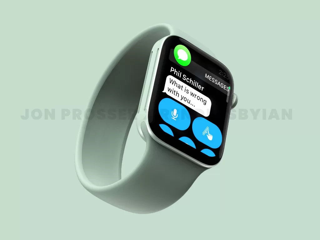 Render tampilan Apple Watch Series 7 yang kini lebih flat (photo/Jon Prosser/RendersbyIan)