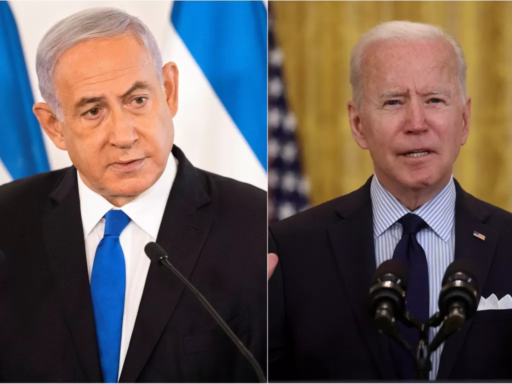 Benjamin Netanyahu (kiri), Joe Biden (kanan) (REUTERS/POOL/REUTERS/Jonathan Ernst)