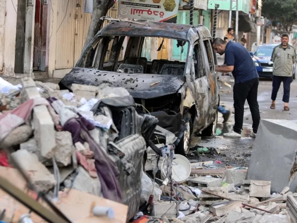 Dampak serangan udara Israel di Gaza, Palestina. (REUTERS/Mohammed Salem)