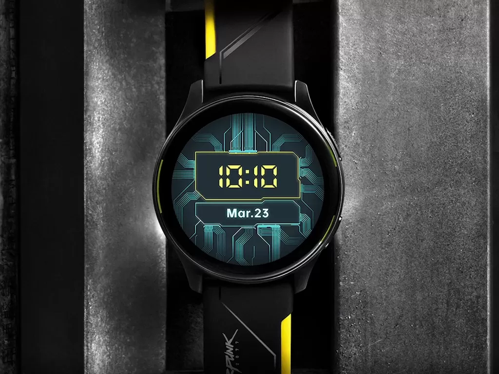 Tampilan OnePlus Watch edisi terbatas Cyberpunk 2077 (photo/OnePlus)