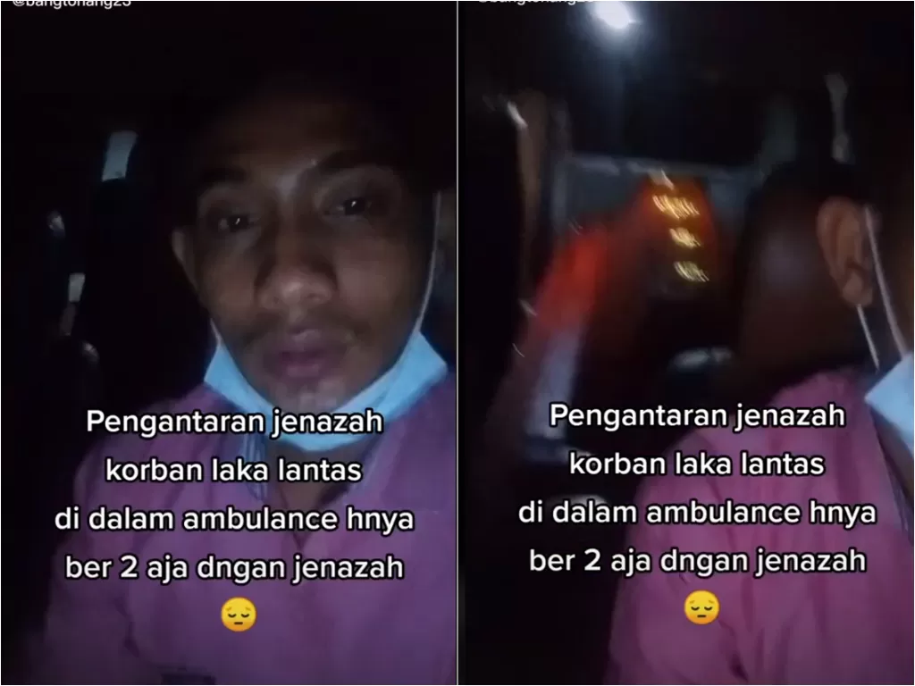  Cuplikan video sopir ambulans antar jenazah tengah malam. (photo/TikTok)