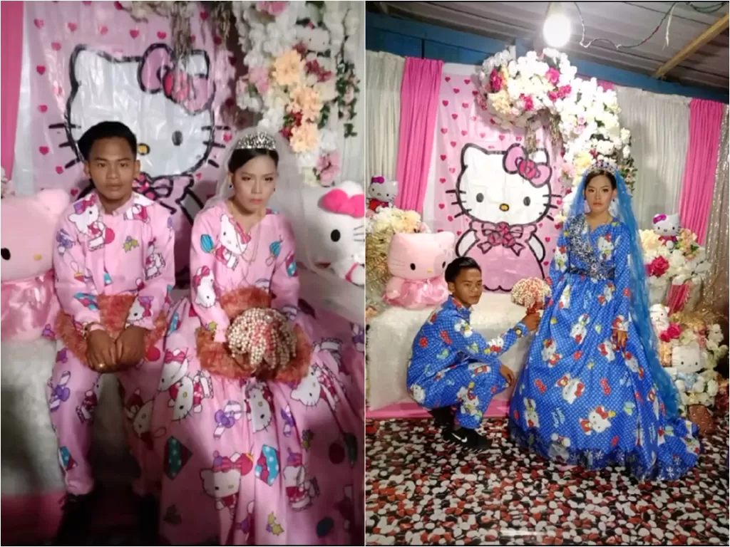  Cuplikan video viral menikah dengan konsep serba Hello Kitty. (photo/TikTok)
