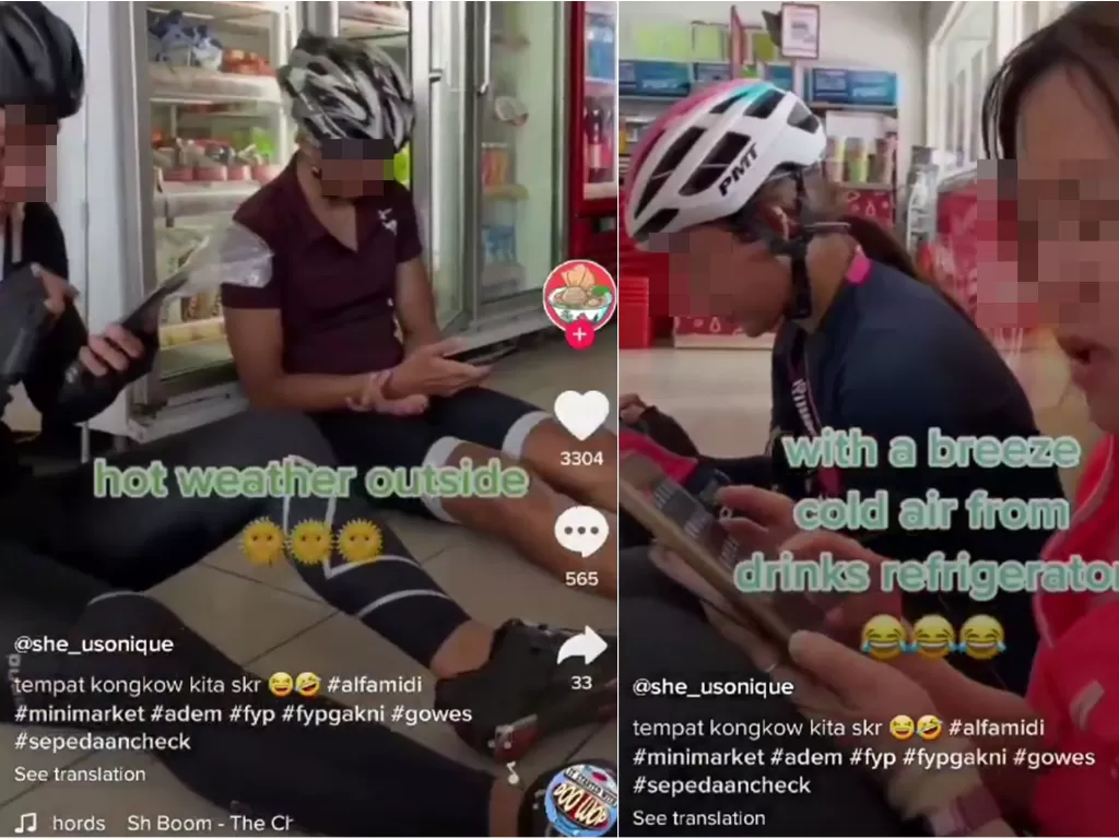 Pesepeda ngadem di dalam minimarket (Twitter/@krisnamp4)