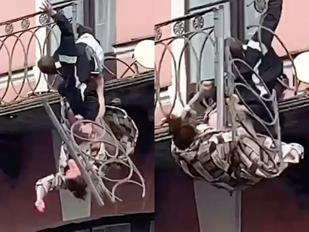 Pasangan ini bertengkar dan jatuh dari balkon apartemen. (Photo/YouTube/VIDEO DAILY)