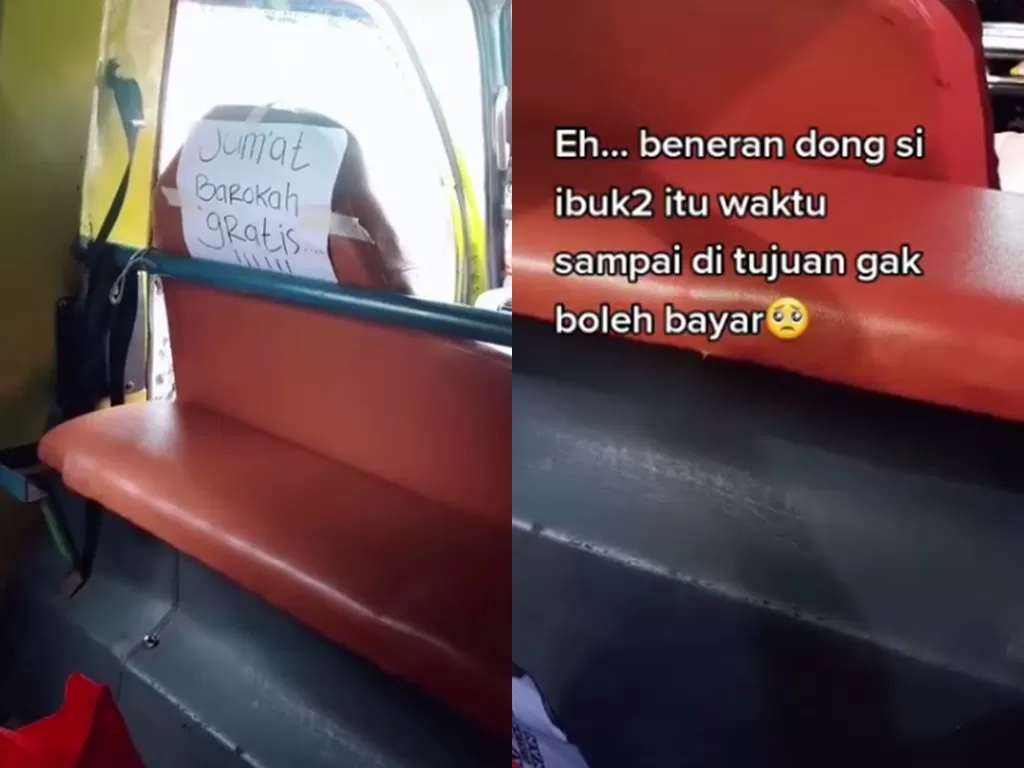 Video sedekah sang sopir angkot yang viral. (Photo/TikTok/@jennay05_)