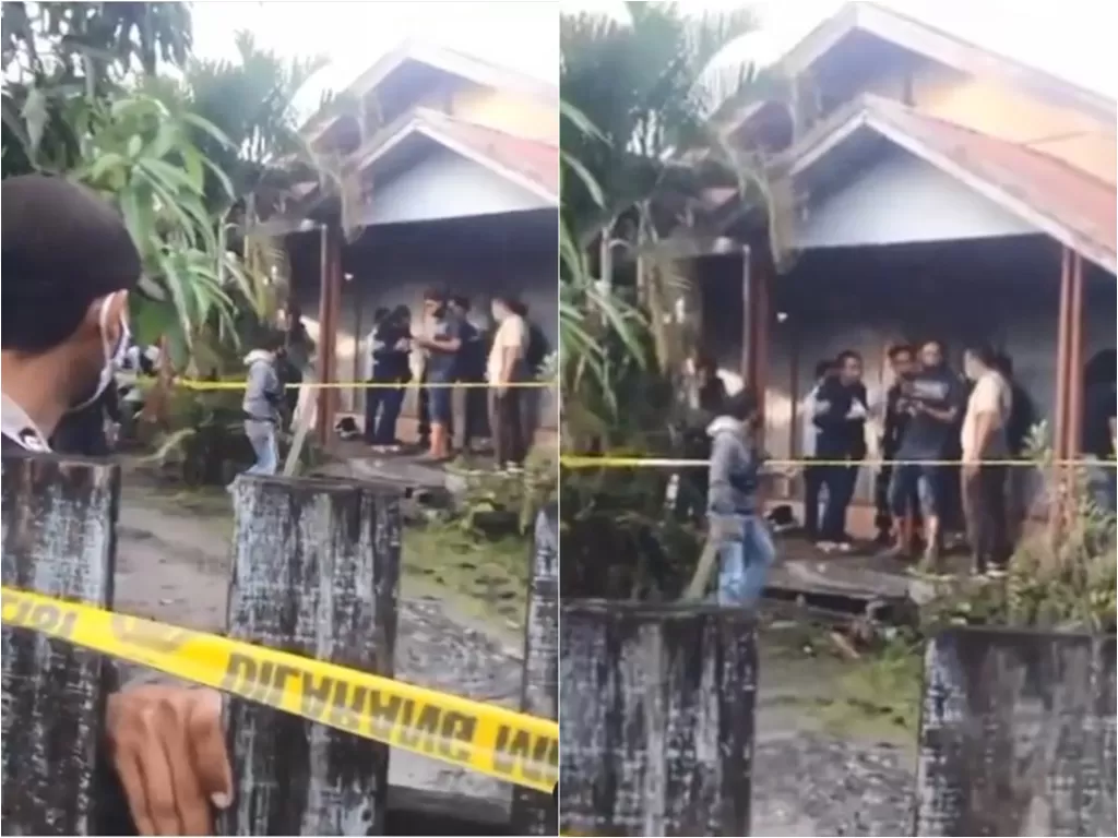 Polisi beri garis kuning di lokasi penemuan mayat wanita tanpa kepala dan busana di Banjarmasin (Instagram/cetul.22)