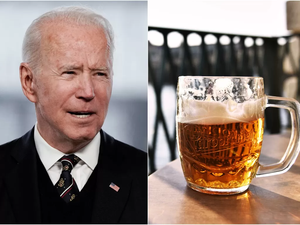 Joe Biden Menawarkan minuman agar orang Amerika mau divaksin. (REUTERS/Ken Cedeno/Pexels/Sonja Maric)