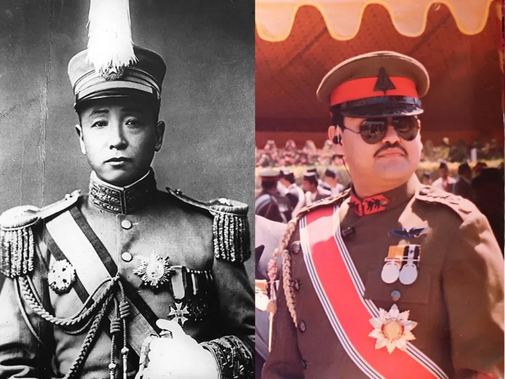 Presiden Tiongkok Zhang Zuolin (kiri), Raja Dipendra Bir Bikram Shah dari Nepal (kanan).  (Wikipedia).
