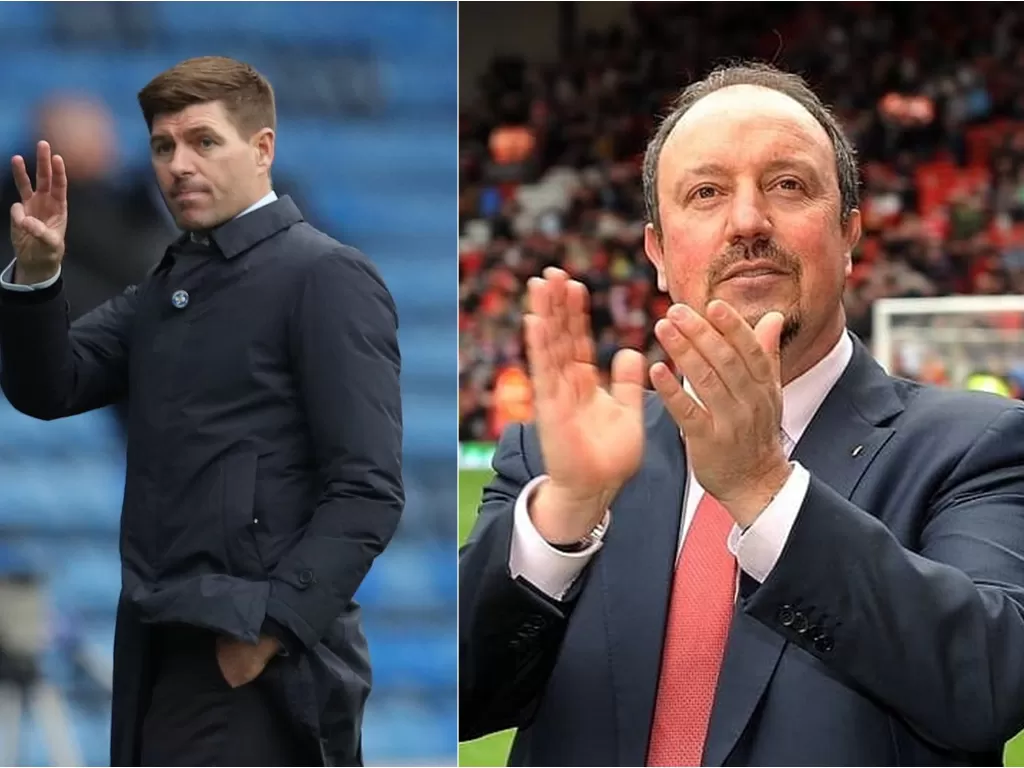 Steven Gerrard (kiri), Rafa Benitez (kanan). (photo/REUTERS/RUSSELL CHEYNE)/Twitter/rafabenitezweb)