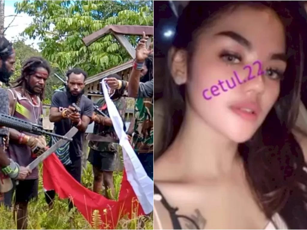 Kiri: Pasukan OPM yang menyobek dan membakar bendera merah putih. (Dok TPNPB-OPM) / Kanan: Sosok wanita penganiaya bayi di Lebak, Banten. (ist)