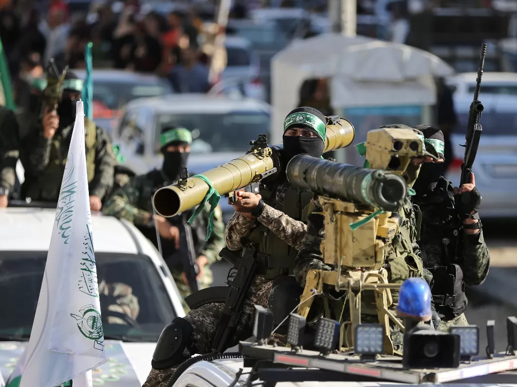 Parade Hamas di Palestina (Ilustrasi/REUTERS/Ibraheem Abu Mustafa)