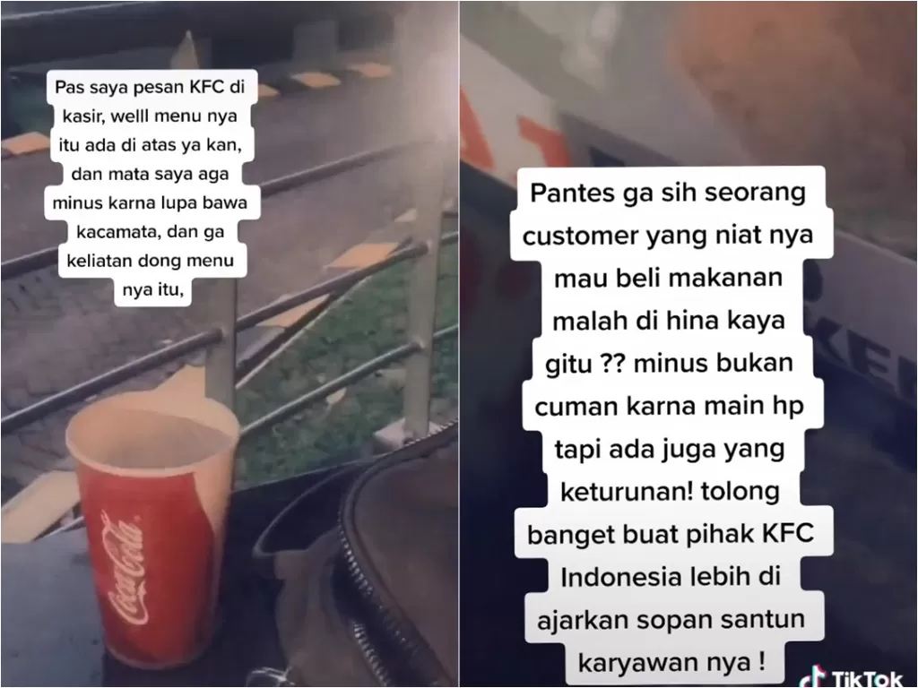 Curhatan wanita diperlakukan tak sopan karyawa restoran cepat saji di Tangerang (TikTok/masaaaa_si)